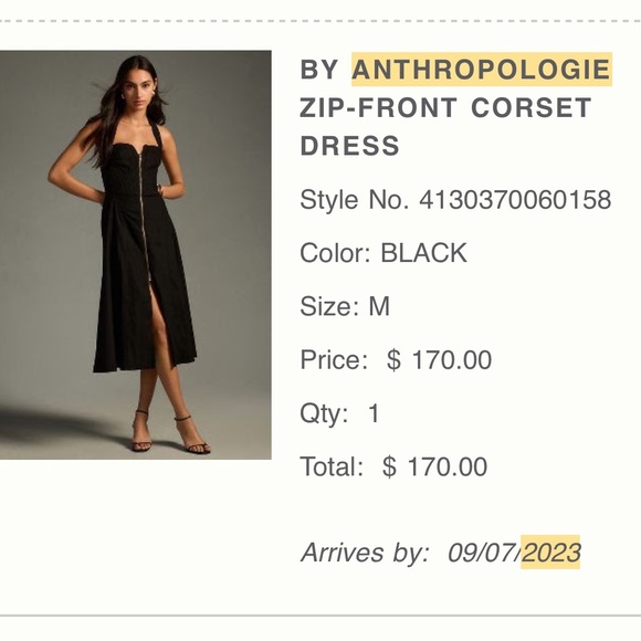 🐦⬛Zip-Front Corset A-Line Midi Dress with Seamed Bodice in Black, 12, NWT✨ - Picture 7 of 8